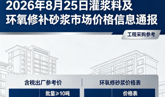 崇义2026年8月25日灌浆料及环氧修补砂浆市场价格信息通报